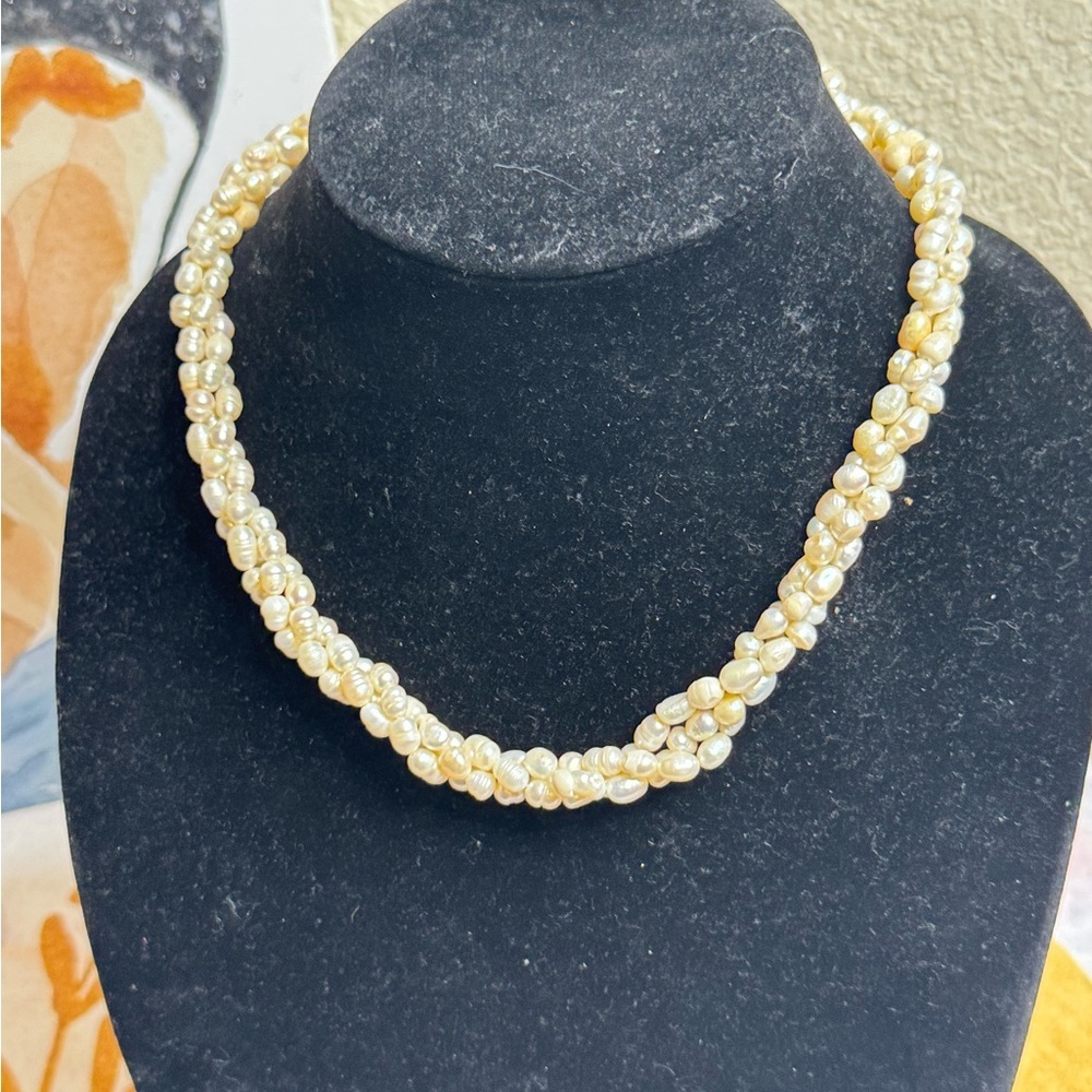 Multi-twisted Strand Freshwater Pearl Necklace